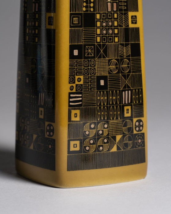 Image 1 of Rare Rosenthal Studio-Line Mustard Graphic Design by Theo Baumann Vase Trio MCM