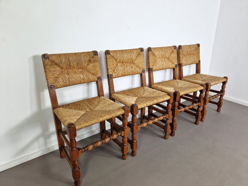 Sedie da pranzo francesi vintage | Rovere e rattan