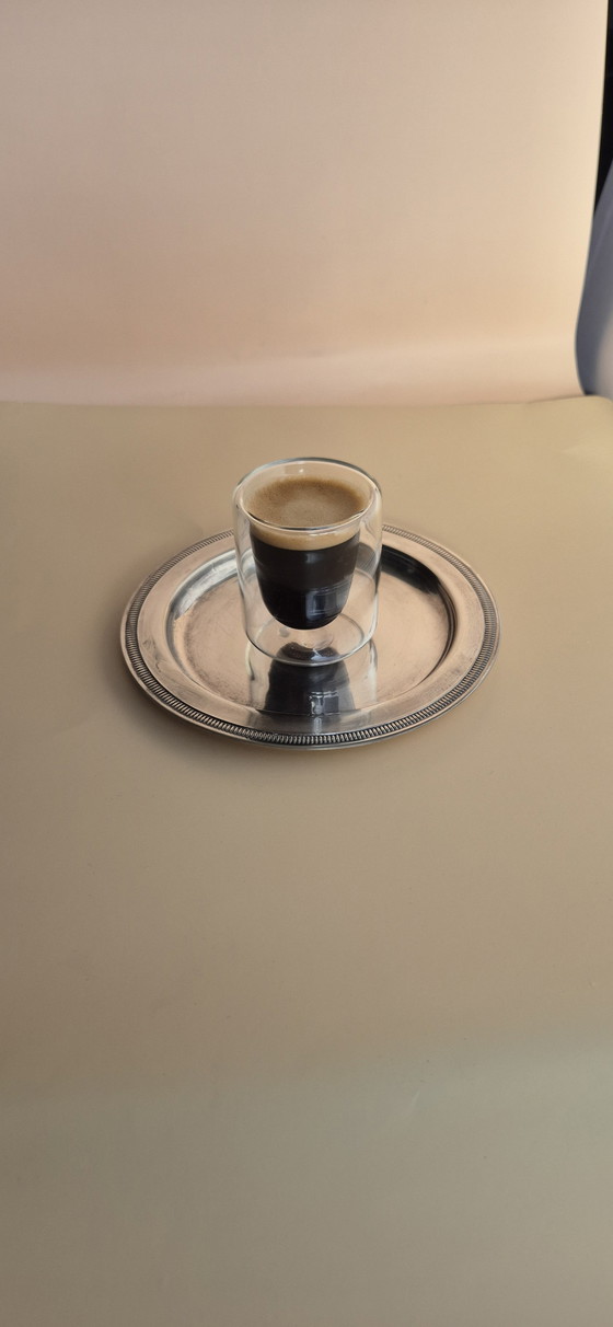 Image 1 of Small plate in silver-plated metal - classic style - hallmark visible