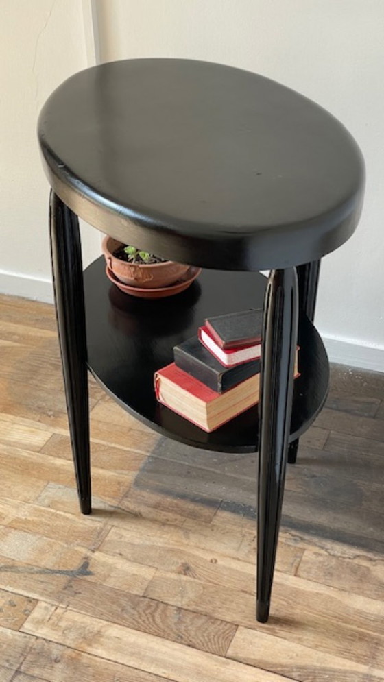 Image 1 of Art Deco Black Wood Console Table