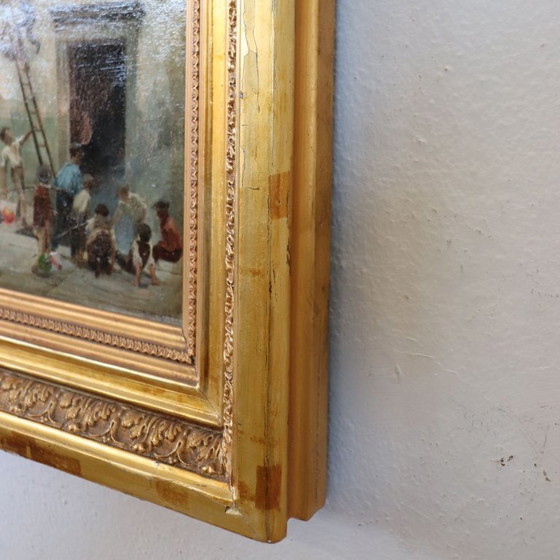 Image 1 of Oil Painting on Canvas, Children Playing, Italy 19th Century
