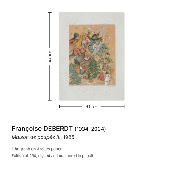 Image 1 of Françoise DEBERDT Maison de poupée III Litografia firmata 1985