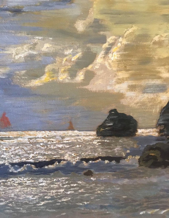 Image 1 of Painting signed Amédée Julien Marcel-Clément (1873-1950) "In the rocks of Belle-Ile"