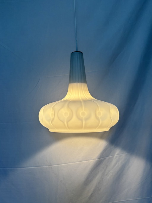 Vintage Peill & Putzler space age pendant lamp white frosted glass