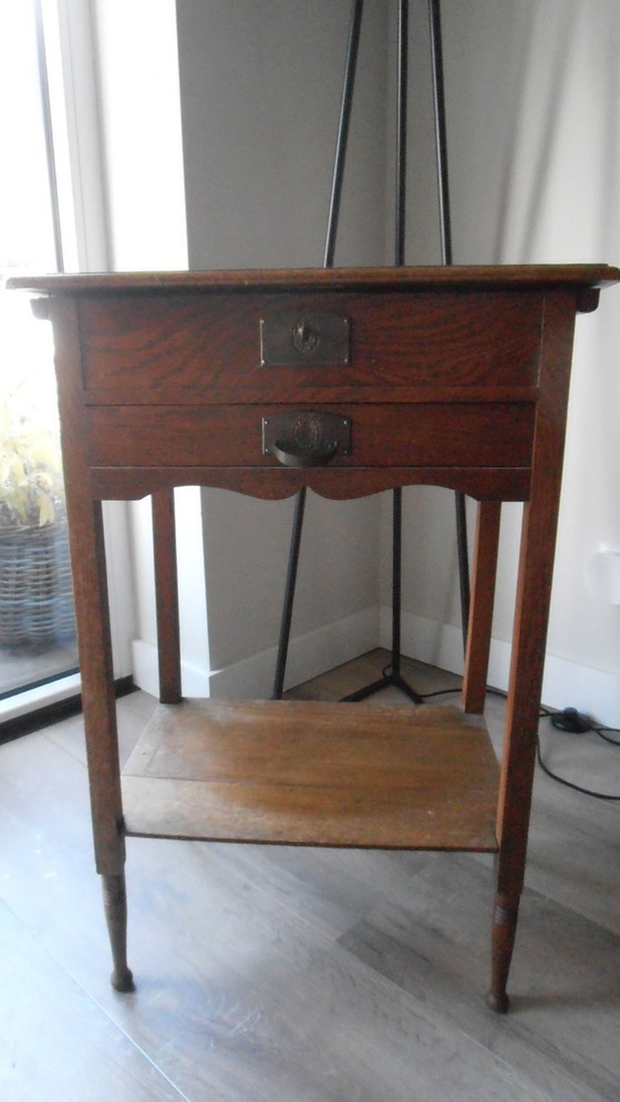 Image 1 of Dressing table - Sidetable with faceted mirror & drawer, 4 compartments