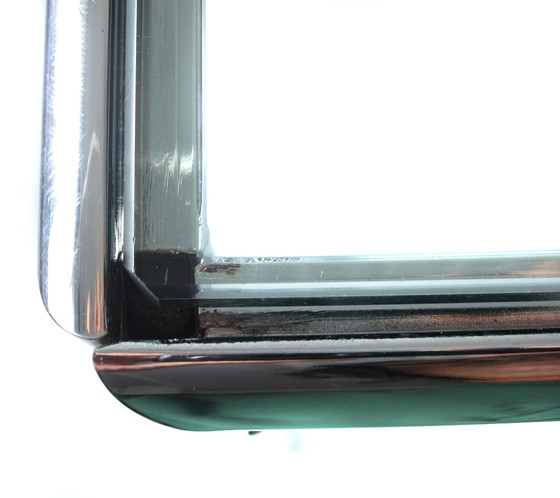 Image 1 of Tavolino da caffè vintage in vetro e cromo | Design modernista anni '60-'80 | 60 × 60 × 46,5 cm