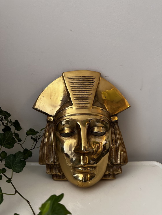 Image 1 of Maschera in ottone vintage del faraone