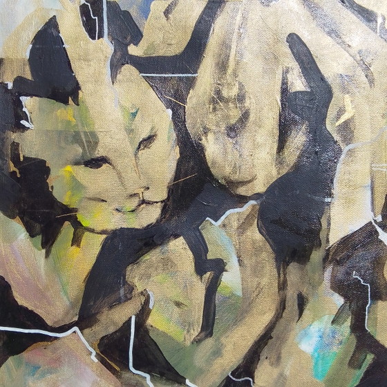 Acrylic painting #Catgold 80x110cm – joart, Paintings & Drawings, Canvas (photo 7 of 7)