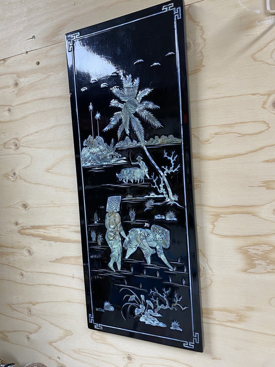 Image 1 of Targa da parete in lacca nera madreperla