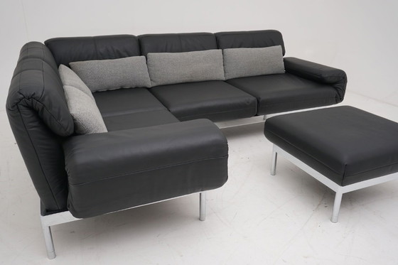 Image 1 of Sofá esquinero Rolf Benz Plura 380, sofá, taburete, cuero, negro