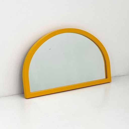 Yellow Arc Frame Mirror by Anna Castelli Ferrieri for Kartell, 1980s