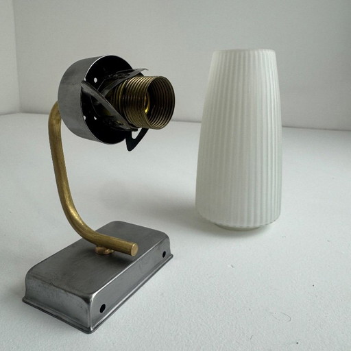 COPPIA DI APPLIQUE VINTAGE IN VETRO FLUE – wandlampen, Metal (photo 2 of 11)