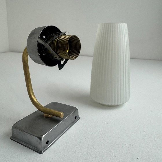 COPPIA DI APPLIQUE VINTAGE IN VETRO FLUE – Metal (photo 2 of 11)