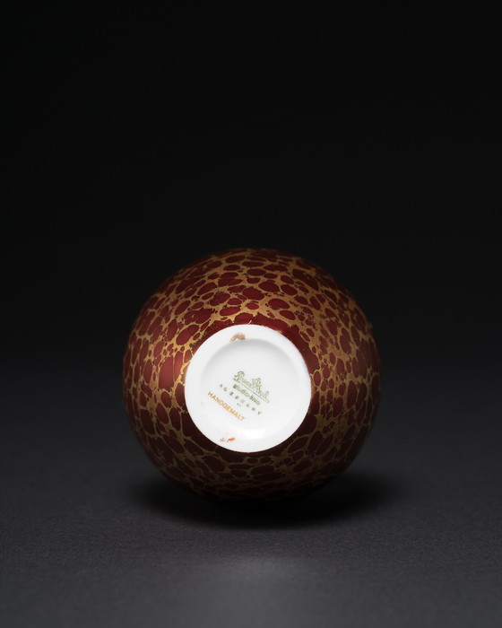 Image 1 of Vase Duo en porcelaine peinte à la main, rouge Goldfeuer, Hans Wohlrab Rosenthal H. Drexler