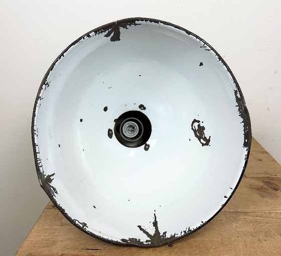 Image 1 of Set of 4 Industrial Bauhaus Black Enamel Pendant Lamps, 1950s