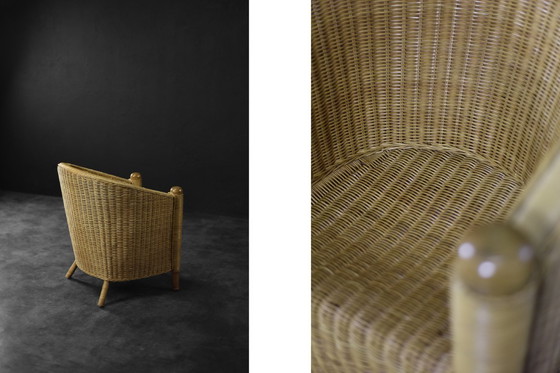 Image 1 of Vintage Italiaanse moderne Boho rotan stoel uit het midden van de eeuw, jaren 70