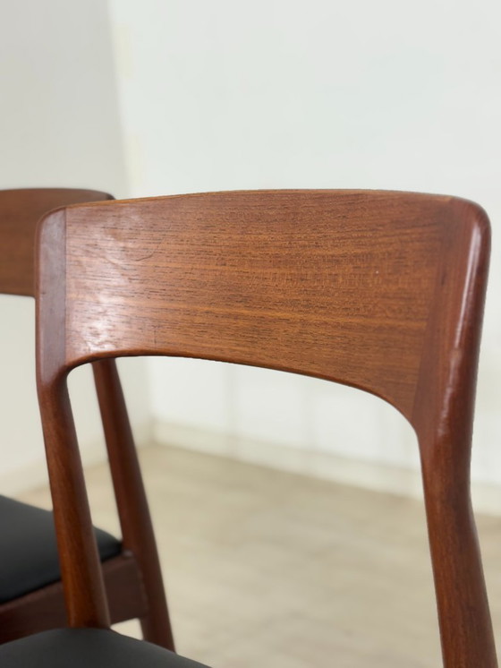 Image 1 of 2x Henning Kjarnulf chairs / teak dining chairs / vintage kitchen chairs