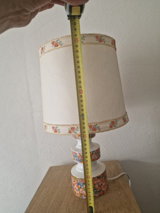Image 1 of Vintage oranje bloemenlamp