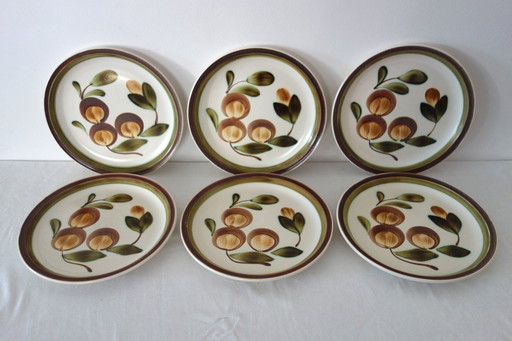 6 Gien Mombasa pattern dinner plates from the 1970s