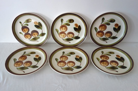 Image 1 of 6 Gien Mombasa pattern dinner plates from the 1970s