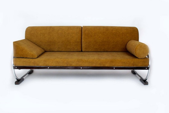 Image 1 of Restauriertes Bauhaus-Sofa aus verchromten Stahlrohren von Hynek Gottwald, 1930er Jahre