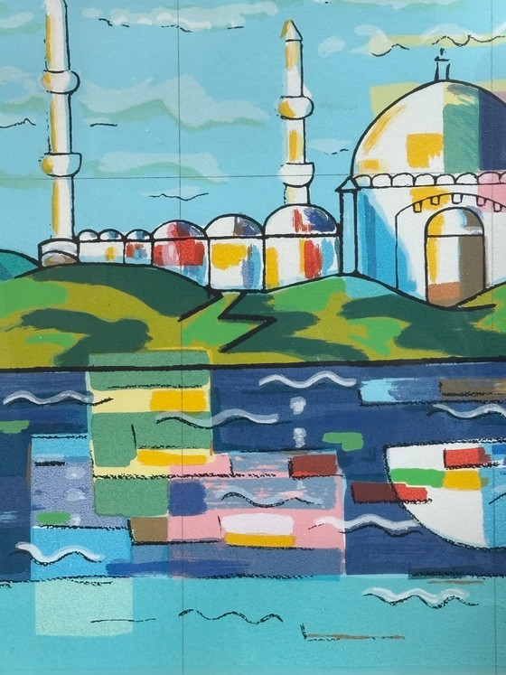 Lithograph of "Istanbul" by Ibrahim Kodra 1970s – Paintings & Drawings, Paper, Geometrisch (photo 7 of 9)