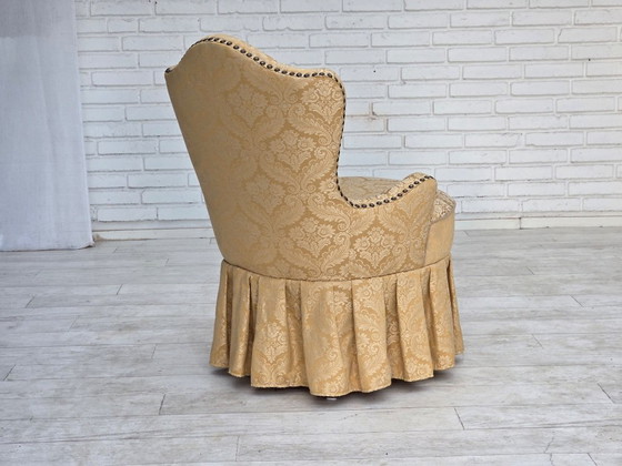 1960s, Danish cocktail lounge chair, jacquard fabric, beech wood. – Armchairs, Textile (photo 8 of 17)