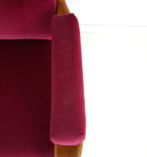 Image 1 of 2 poltrone vintage di design danese anni '70 in legno e velluto rosa