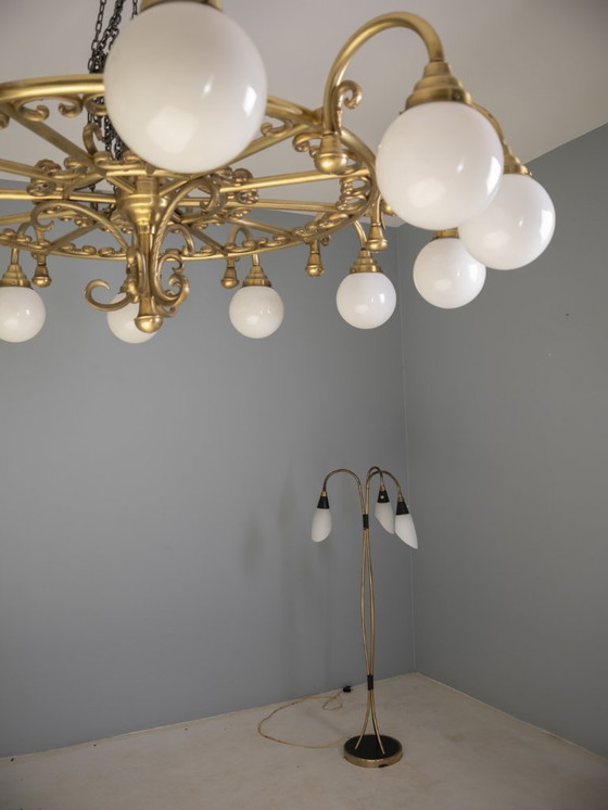 Image 1 of Lampadario decorativo in ottone, 1980