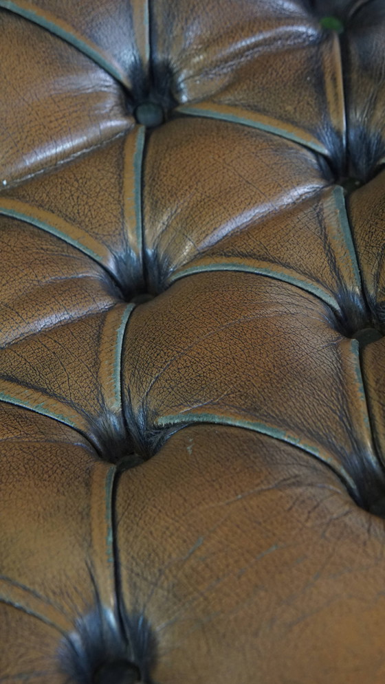 Image 1 of Grüner Vintage-Chesterfield-Sessel aus Rindsleder