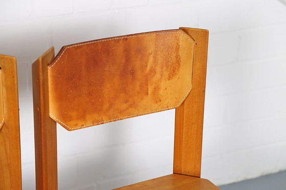 Image 1 of 4 sedie da pranzo vintage Wasa in legno di faggio e pelle