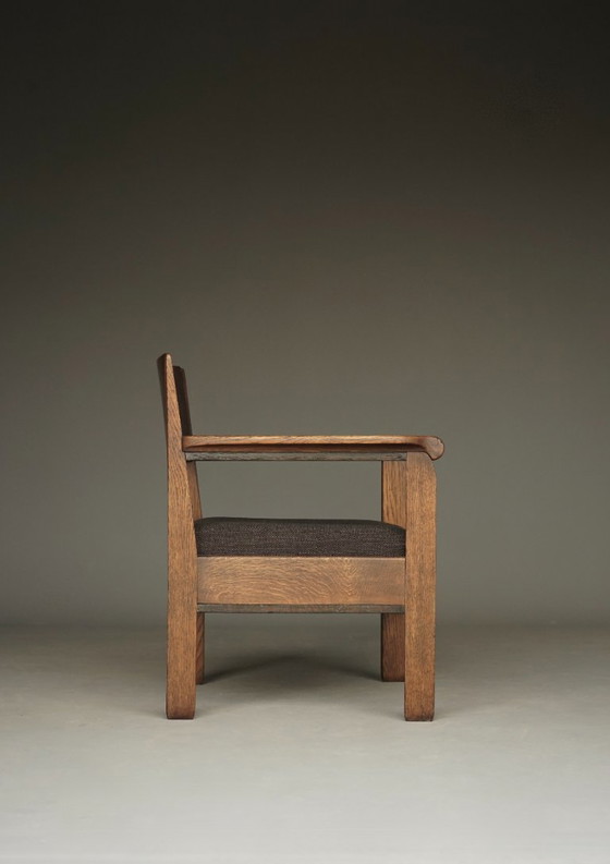 Image 1 of Lage art-deco fauteuil van Hendrik Fels voor L.O.V. Oosterbeek, jaren 1930.