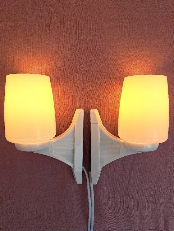 Image 1 of Pair of vintage space age wall sconces