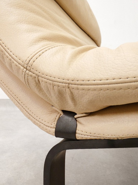 Image 1 of  Saporiti Onda Stuhl – cremefarbenes Leder 