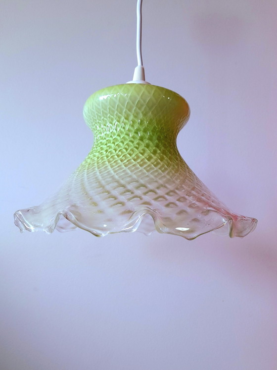 Image 1 of Hanglamp van gebrandschilderd glas uit de jaren 1950