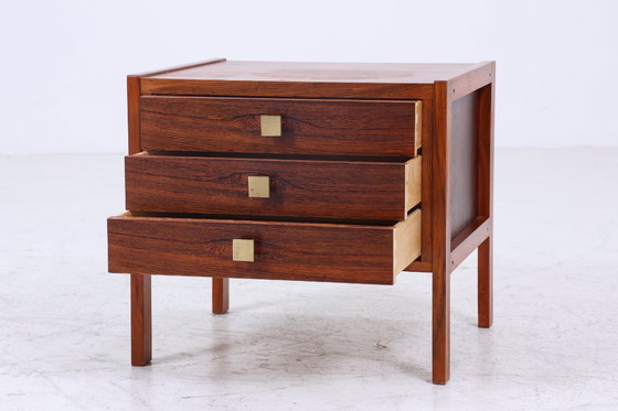 Image 1 of Prachtig vintage nachtkastje 60s | Mid Century houten nachtkastje met laden palissander opslag #07-47