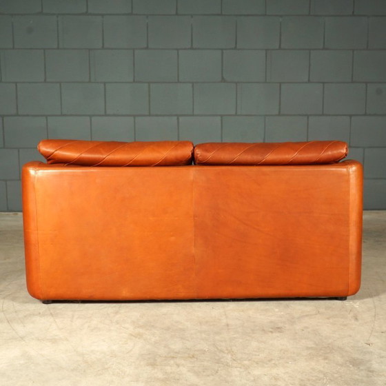 Image 1 of Canapé patchwork vintage danois – cuir cognac – années 1970