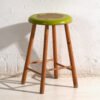 Antique wooden stool with round seat – Central Europe, circa 1950 – Rustic (photo 9 of 30)