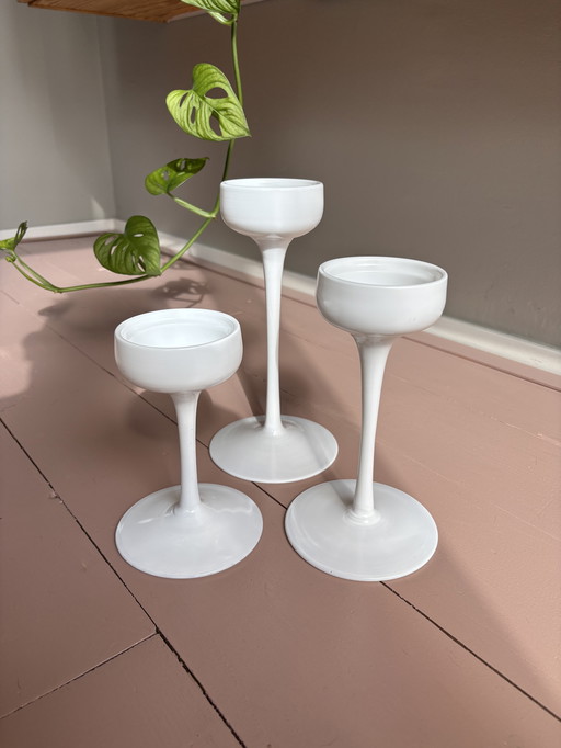 Set of 3, Ikea Blomster candlestick, white