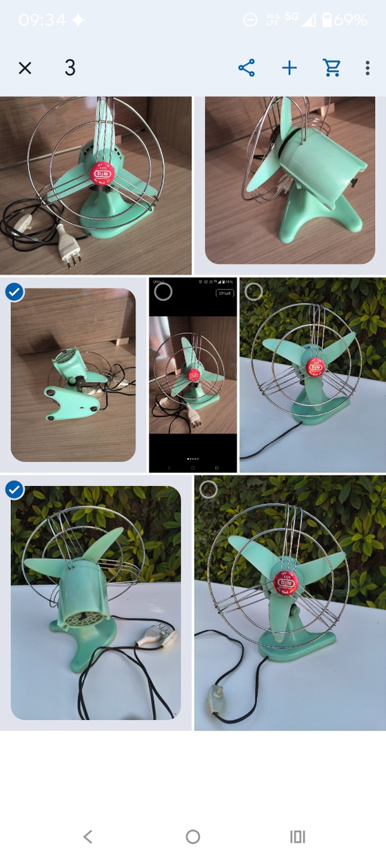 Ventilateur Vintage BJM Made in Italy Années 50/60 Vert Menthe – Objets déco, Metal, Plastic (photo 8 of 8)