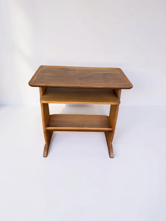Image 1 of Vintage side table with teak top and magazine rack