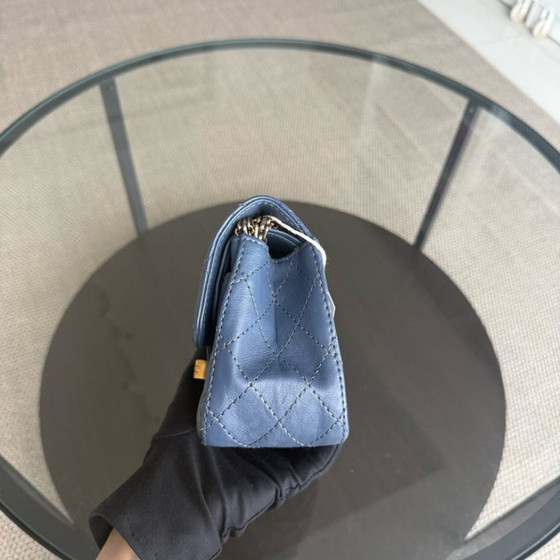Image 1 of Chanel 2.55 Reissue Mini - 20CM Quilted Caviar Aged Grained Calfskin Blue Gold Hardware Series 23