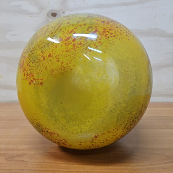 Image 1 of Artistic Mouth-Blown Studio Glass Vase Ioan Nemtoi Yellow / Orange (thick glass) Romanian Glass Art