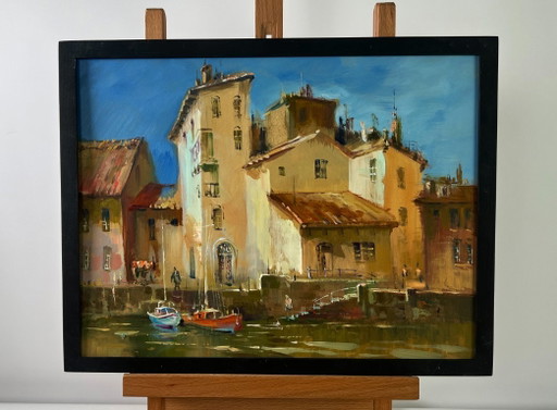 Original Oil Painting Coastal City Landscape Streets of Venice