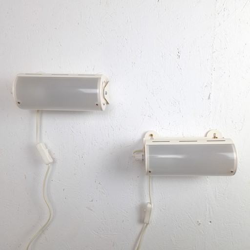 2 lampade da parete vintage Ikea Smyg lampada da comodino in metallo/plastica bianca