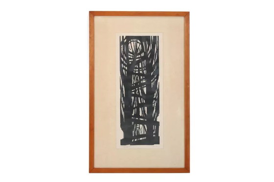Holzschnitt mit dem Titel „Bäume“ aus dem Jahr 1963 – Gemälde & Zeichnungen, Paper, Wood, Abstract (photo 3 of 6)