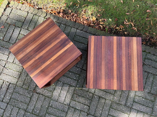 2X Leolux Vidar Masai Houten Bijzettafels