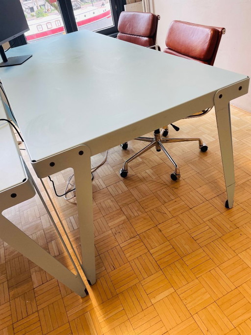 1x Lloyd Table de travail bleu clair 200x90 cm - parfaite pour un bureau élégant