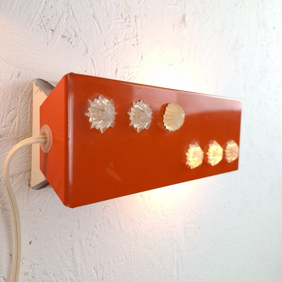 Image 1 of 2x vintage wall lamp bedside lamp orange/red Herda 70s
