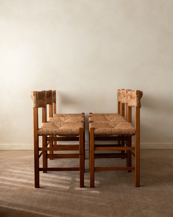 French Mid-Century Wood and Rush Dining Chairs, 1960s, Set of 6, Beige (photo 2 of 22)